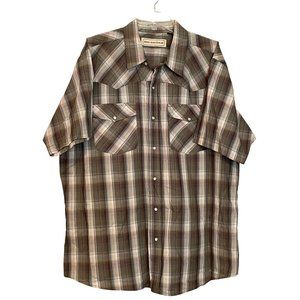 Bit Bridle Mens 2XL Pearl Snap Green Plaid Western Short Sleeve Shirt Casual